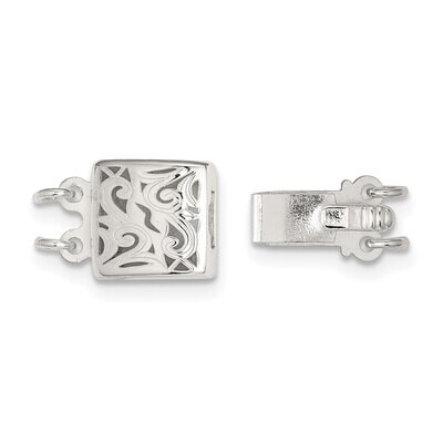 7.8mm Square Scroll Design 2-Strand Pearl Clasp Sterling Silver SS4826, MPN: SS4826,