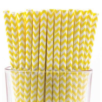 Pack of 150 Yellow Chevron Bio-degradable Paper Straws GM22615, MPN: GM22615, 788089151065
