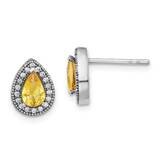 Yellow &amp; Clear CZ Diamond Post Earrings Sterling Silver Rhodium-plated QE14472NOV, MPN: QE14472NOV,…