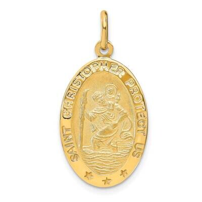 Leslie&#39;s Satin Oval St. Christopher Pendant 14k Gold Polished HB-LF1345, MPN: LF1345, 196904158265