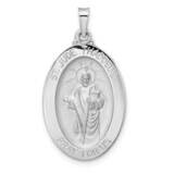 St Jude Oval Solid Medal Pendant 14k White Gold Polished XR1939, MPN: XR1939, 196904169834