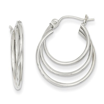 Triple Hoop Earrings 14k White Gold XWE164, MPN: XWE164, 191101545221