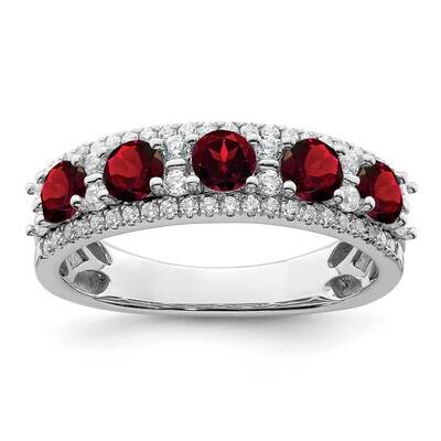 Garnet and Diamond Ring 14k White Gold Polished RM8395-GA-039-WA, MPN: RM8395-GA-039-WA,