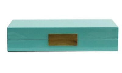 Addison Ross Turquoise Jewellery Box With Gold 4 x 9 Inch Lacquer BX1206, MPN: BX1206, UPC/EAN: 502…