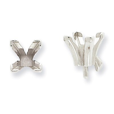 Princess 4-Prong V-End TruSeatr with Peg Head 7.0mm Setting 14k White WG2626-9, MPN: WG2626-9,