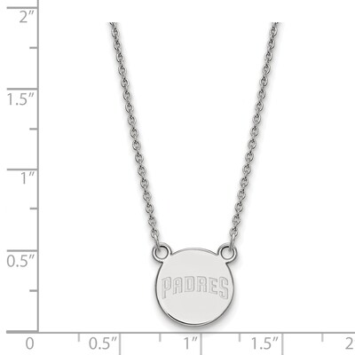 MLB San Diego Padres Small Disc Pendant with Necklace Sterling Silver Rhodium-plated SS028PAD-18, M…