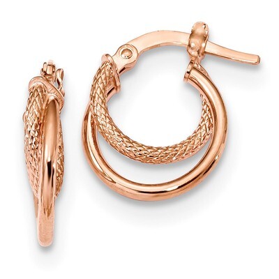 Polished &amp; Textured Hinged Hoop Earrings 14k Rose Gold TF1099R, MPN: TF1099R, 191101146800