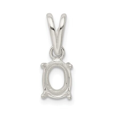 Oval 4-Prong 5 x 3mm Loose Bail Pendant Setting Sterling Silver SS3248, MPN: SS3248,