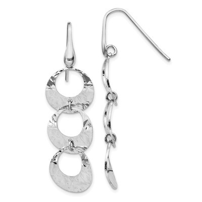 Leslie&#39;s Polished Diamond-cut Dangle Earrings Sterling Silver Rhodium Plated HB-QLE1259, MPN: QLE12…