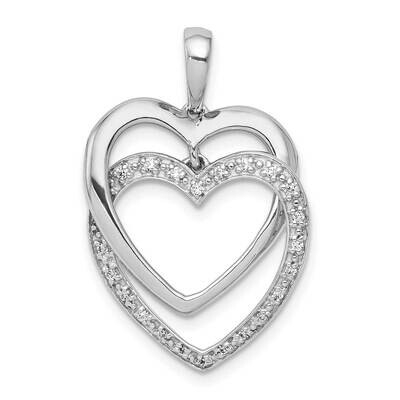 1/10Ct. Diamond Double Heart Pendant 14k White Gold PM4923-010-WA, MPN: PM4923-010-WA, 883957302553