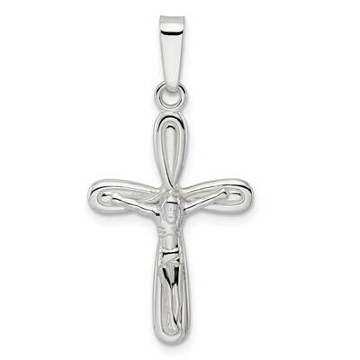 Rounded Ends Crucifix Pendant Sterling Silver Polished QC11169, MPN: QC11169,