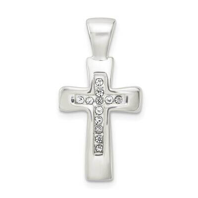 Crystal Cross Pendant Sterling Silver Polished QC11147, MPN: QC11147,