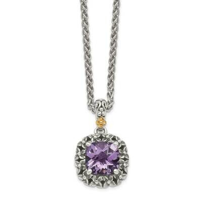 Amethyst Necklace Sterling Silver with 14k Gold Polished QTC1561, MPN: QTC1561, 883957338637