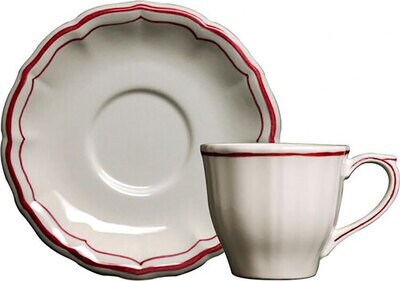 Gien Filet Rouge Us Tea Cups &amp; Saucers 18302PTU49, MPN: 18302PTU49, 840769086231
