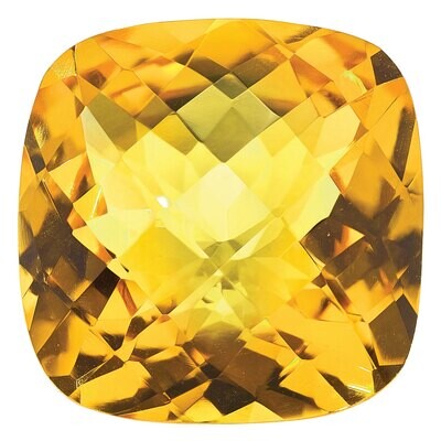 Citrine 10mm Cushion Checkerboard AA Quality Gemstone CI-1000-CUX-AA, MPN: CI-1000-CUX-AA,