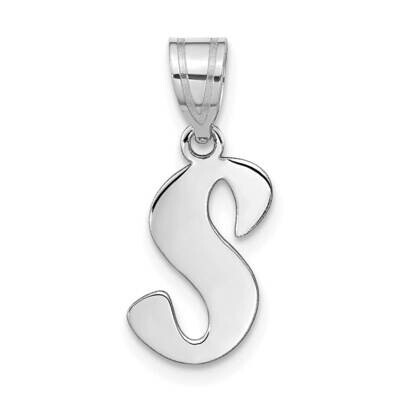 Script Letter S Initial Pendant 14k White Gold Polished YC1438WS, MPN: YC1438WS, 196904087985
