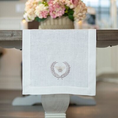 Crown Bumble Bee Embroidered Linen Table Runner 108 Inch Wide R142