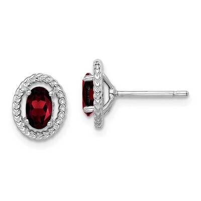 Garnet Oval Post Earrings Sterling Silver Rhodium Plated QE14494JAN, MPN: QE14494JAN, 883957608822