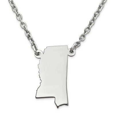 Mississippi State Pendant Necklace with Chain Sterling Silver Engravable XNA706SS-MS, MPN: XNA706SS…