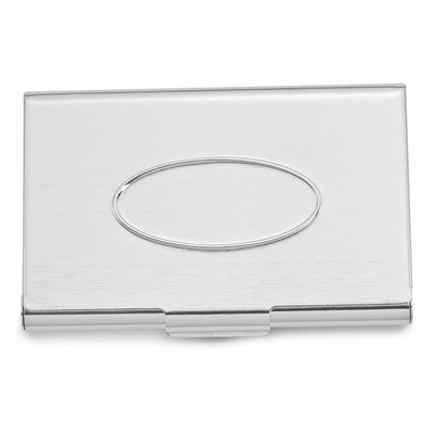 Engravable Oval Top Business Card Case Silver-tone GM16821, MPN: GM16821, 788089018160