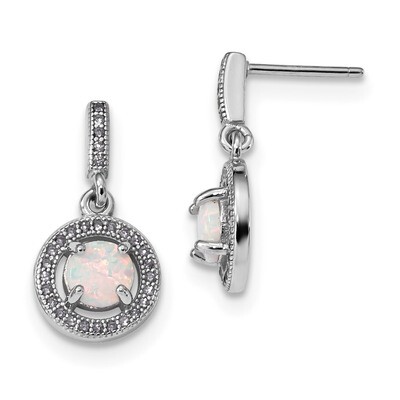 Created Opal Purple CZ Diamond Post Earrings Sterling Silver Rhodium-plated QE13981, MPN: QE13981, …