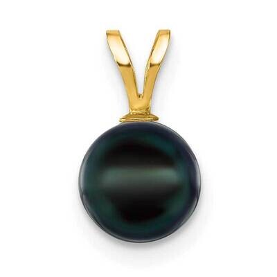 7-8mm Black Saltwater Akoya Cultured Pearl Pendant 14k Gold XF488B, MPN: XF488B,