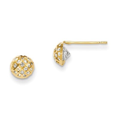 CZ Diamond-Cut Children&#39;S Half Ball Post Earrings 14k Gold GK670, MPN: GK670, 191101460074