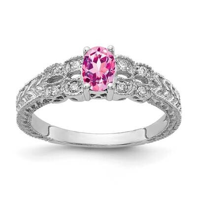 6x4mm Oval Pink Sapphire AA Diamond Ring 14k White Gold Y2065SP/AA, MPN: Y2065SP/AA, 883957685748