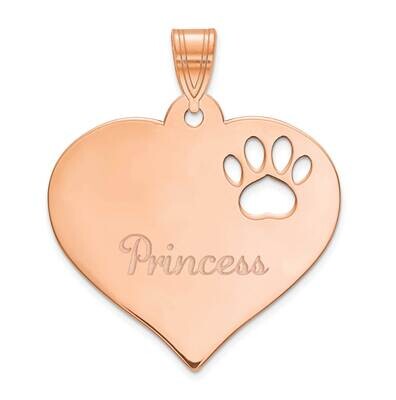 Heart with Cut Out Paw Print Pendant Sterling Silver Rose-plated XNA769RP, MPN: XNA769RP,