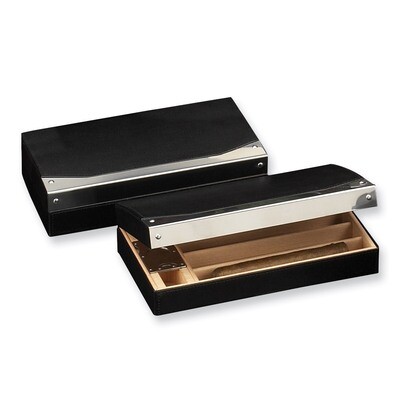 Black Leather &amp; Wood (Holds 4 Cigars) Travel Humidor Set GM157, MPN: GM157, 797140584087