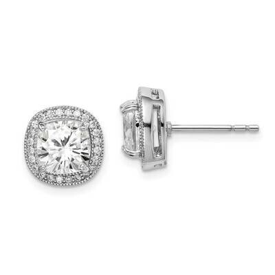 7mm Cushion CZ Diamond Post Earrings Sterling Silver Rhodium-plated QE15059, MPN: QE15059, 88395716…