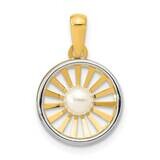 4-5mm Freshwater Cultured Pearl Circle Pendant 14k Two-tone Gold Polished XF783, MPN: XF783,