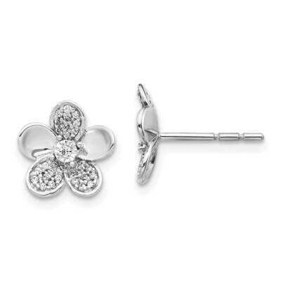 Flower Earrings 14k White Gold Diamond EM3980-020-WA, MPN: EM3980-020-WA, 883957375281