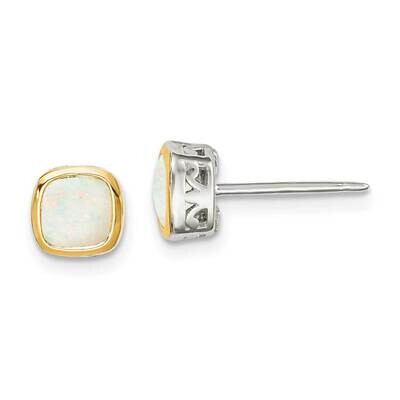 Milky Opal Square Stud Earrings Sterling Silver with 14k Gold Accent QTC1727, MPN: QTC1727, 8839571…