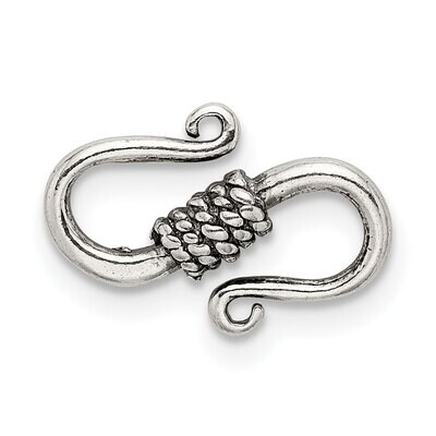 13.7 x 8.4mm Antiqued S Hook Sterling Silver SS3482, MPN: SS3482,