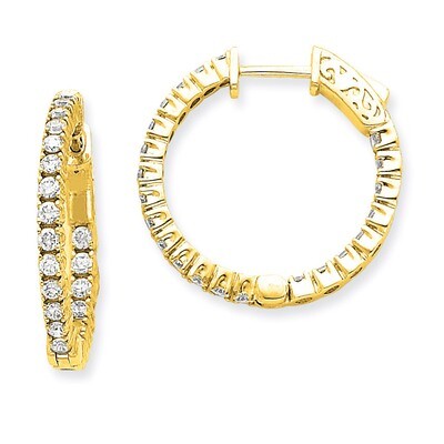 Diamond Round Hoop with Safety Clasp Earrings 14k Gold XE1988AA, MPN: XE1988AA, 191101380853