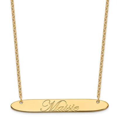 Large Polished Oblong Edwardian Script Bar Necklace Gold-plated Sterling Silver XNA1226GP, MPN: XNA…
