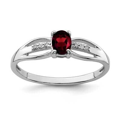Diamond Garnet Ring Sterling Silver Rhodium Plated QR7064JAN, MPN: QR7064JAN, 883957337005