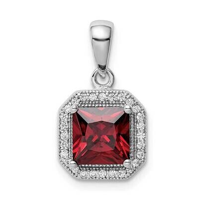 Red &amp; Clear CZ Diamond Pendant Sterling Silver Rhodium Plated QP5265JAN, MPN: QP5265JAN, 8867740365…