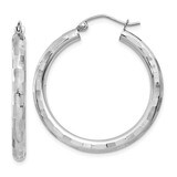 Textured Hoop Earrings 14k white Gold TF625, MPN: TF625, 886774731704