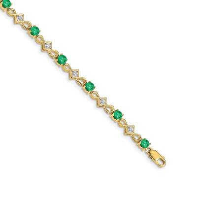 Emerald Bracelet 14k Gold Diamond BM4486-EM-010-YA, MPN: BM4486-EM-010-YA, 883957253275