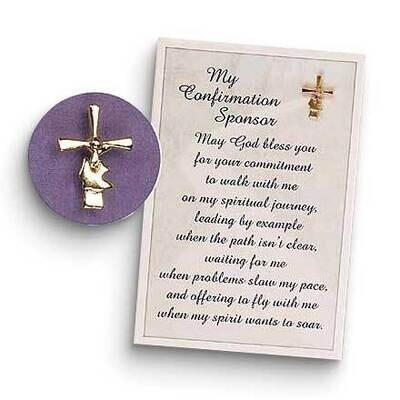 Confirmation Sponsor Gold-plated Cross Pin with Message Card GM24222, MPN: GM24222, 95177375754