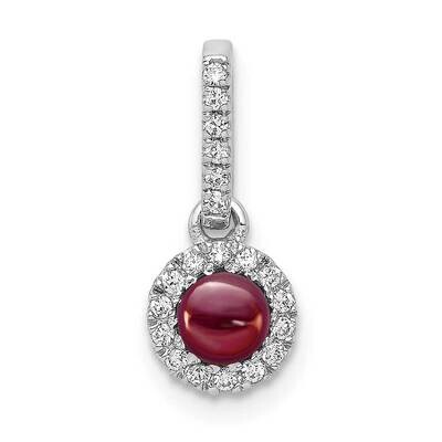 Cabochon .47 Garnet Pendant 14k White Gold Diamond PM4031-GA-009-WA, MPN: PM4031-GA-009-WA,