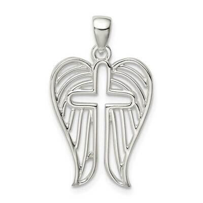 Wing Cross Pendant Sterling Silver Textured QC9712, MPN: QC9712, 886774122359