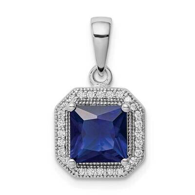 Blue &amp; Clear CZ Diamond Pendant Sterling Silver Rhodium Plated QP5265SEP, MPN: QP5265SEP, 883957956…