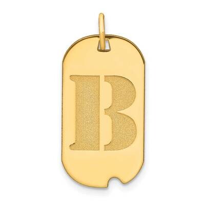 Letter B Initial Dog Tag Pendant 14k Gold Polished YC1439B, MPN: YC1439B, 196904086193