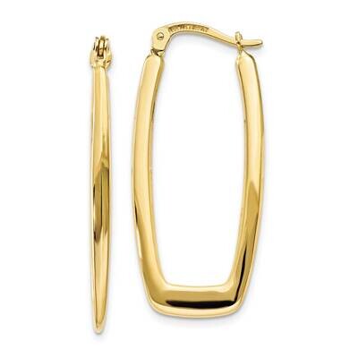 2.25mm Rectangle Hoop Earrings 10k Gold Polished 10TF148, MPN: 10TF148, 191101565526