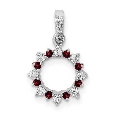 .08 Garnet Fancy Circle Pendant 14k White Gold Diamond PM3856-GA-012-WA, MPN: PM3856-GA-012-WA, 883…