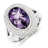 Sterling Silver Amethyst Ring QR4612AM-7