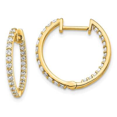 In &amp; Out Hinged Hoop Earrings 14k Gold Diamond EM5425-062-YA, MPN: EM5425-062-YA, 883957206332